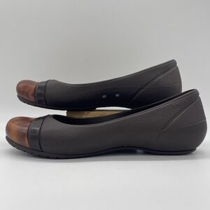 Crocs Womens 9 Shoes Ballarina Flat Brown Tortoiseshell Cap Toe Marble Slip-On‎